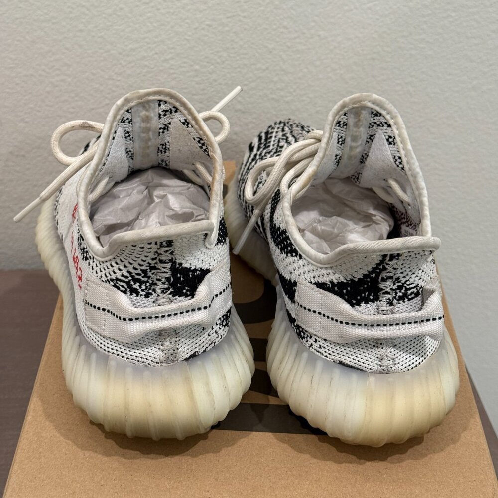 YEEZY BOOST 350 V2 CP9654 WHITE/BLACK/RED BLANC/NOIESS/ROUGE - Picture 5 of 11